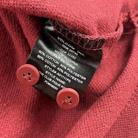 VTG Volcom Polo Shirt Men's Red Large Club Pique Short Sleeve Golf Skateboard - Picture 5 of 10